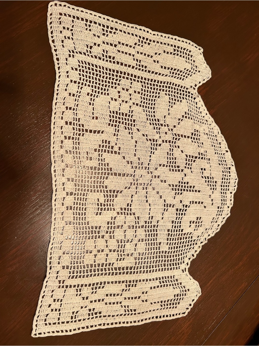 Cream crochet 12 in by 16 in